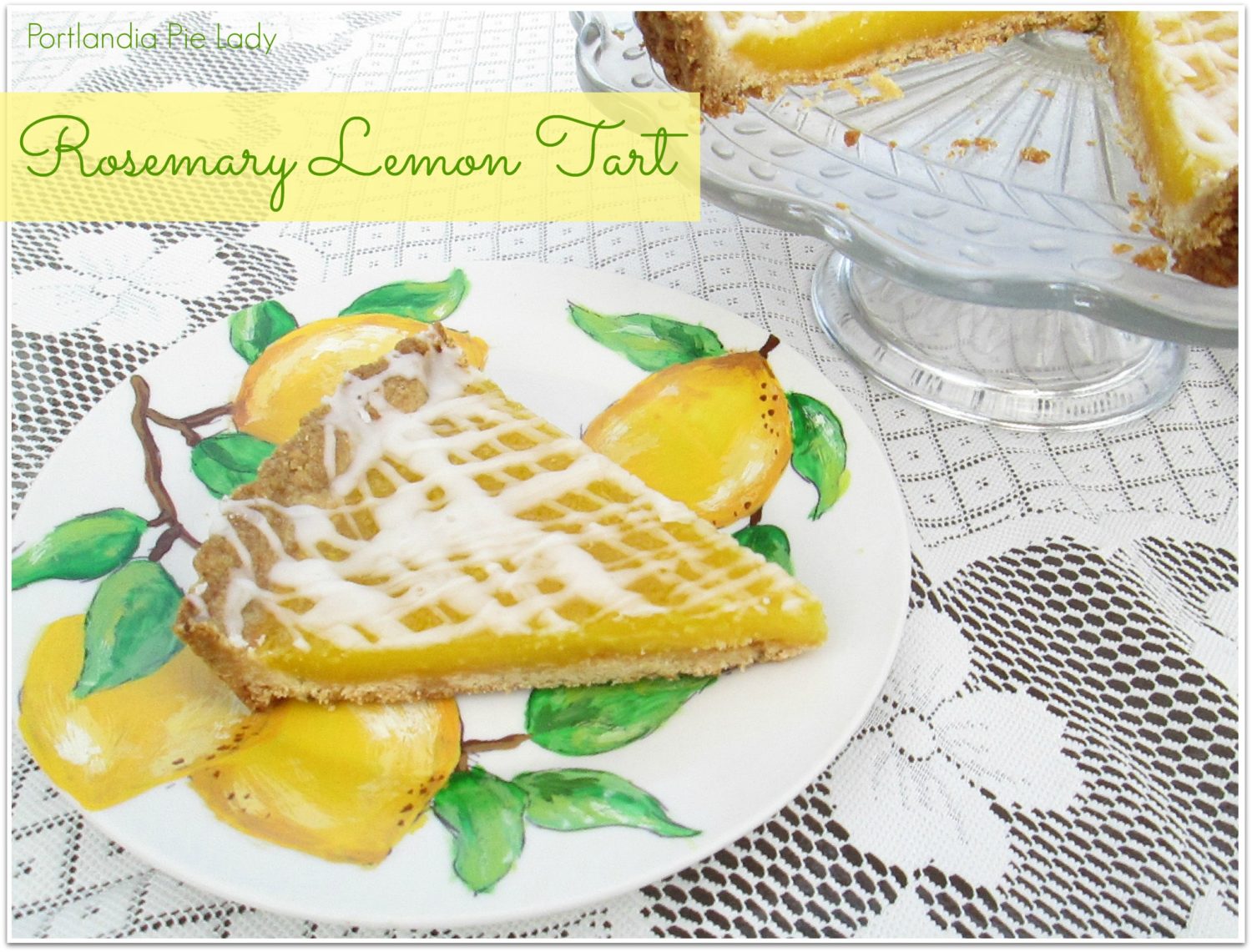 Luscious lemon curd filling, topped with a lemon drizzle, and baked in a rosemary-infused shortbread crust.  
