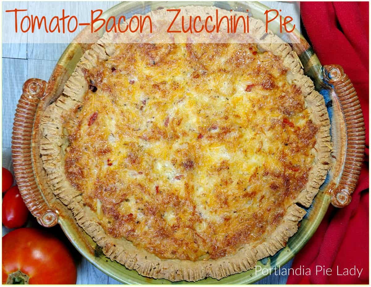 Tomato Bacon Zucchini (aka "Garden Crack"). Savory summer pie has met its match with crispy bacon, fresh tomatoes; and my ultimate corn masa crust. 