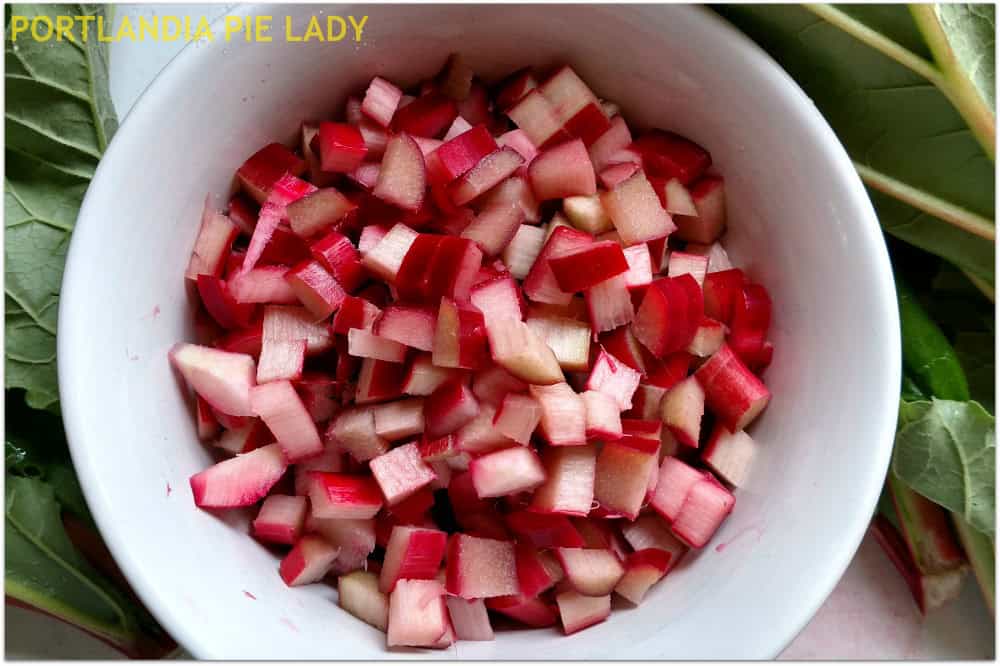 Fresh chopped rhubarb straight from the garden!