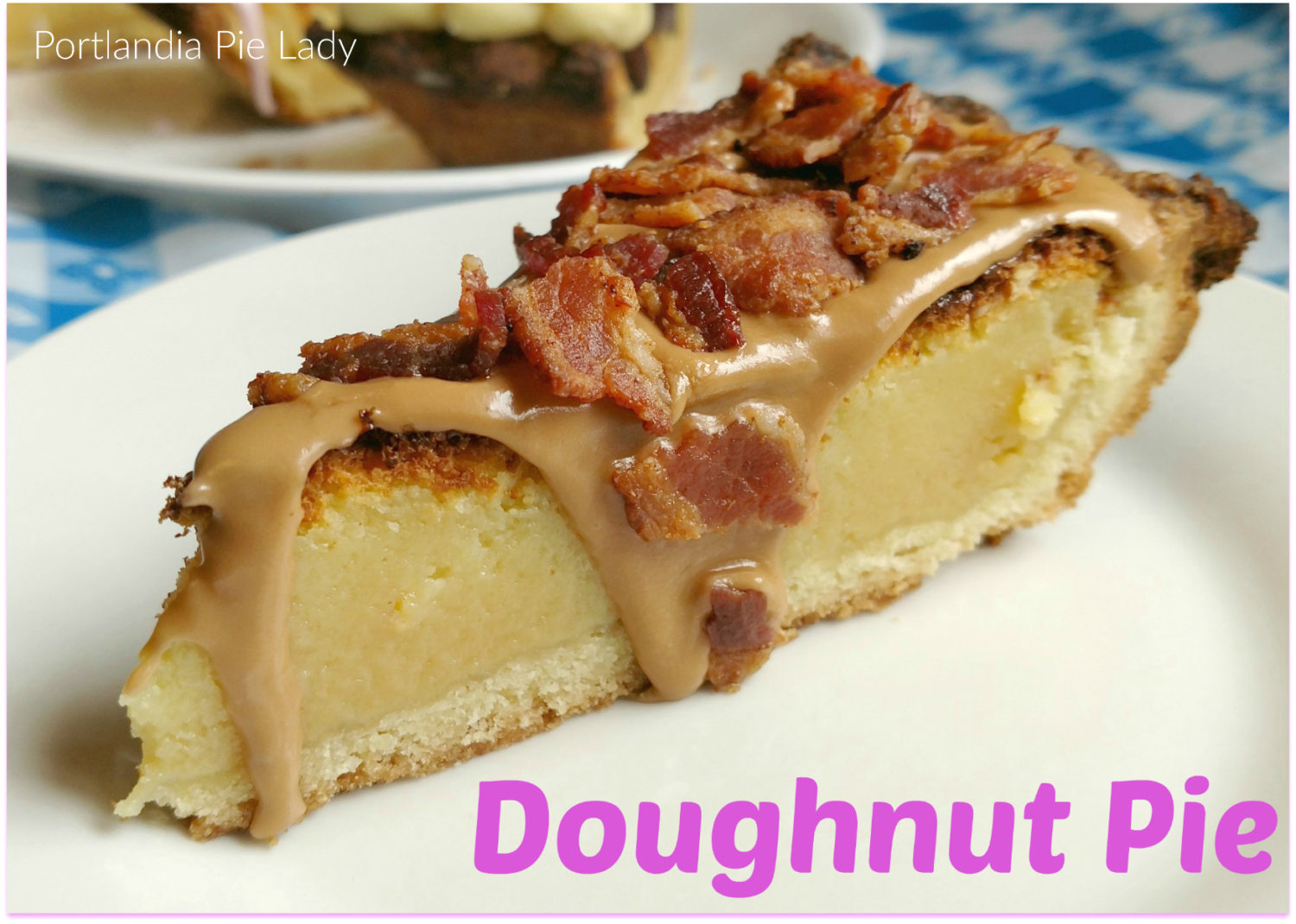 Doughnut Pie! Design your favorite doughnut flavor on each slice. The filling is tender, soft and vanilla fudgy in a flaky crust.