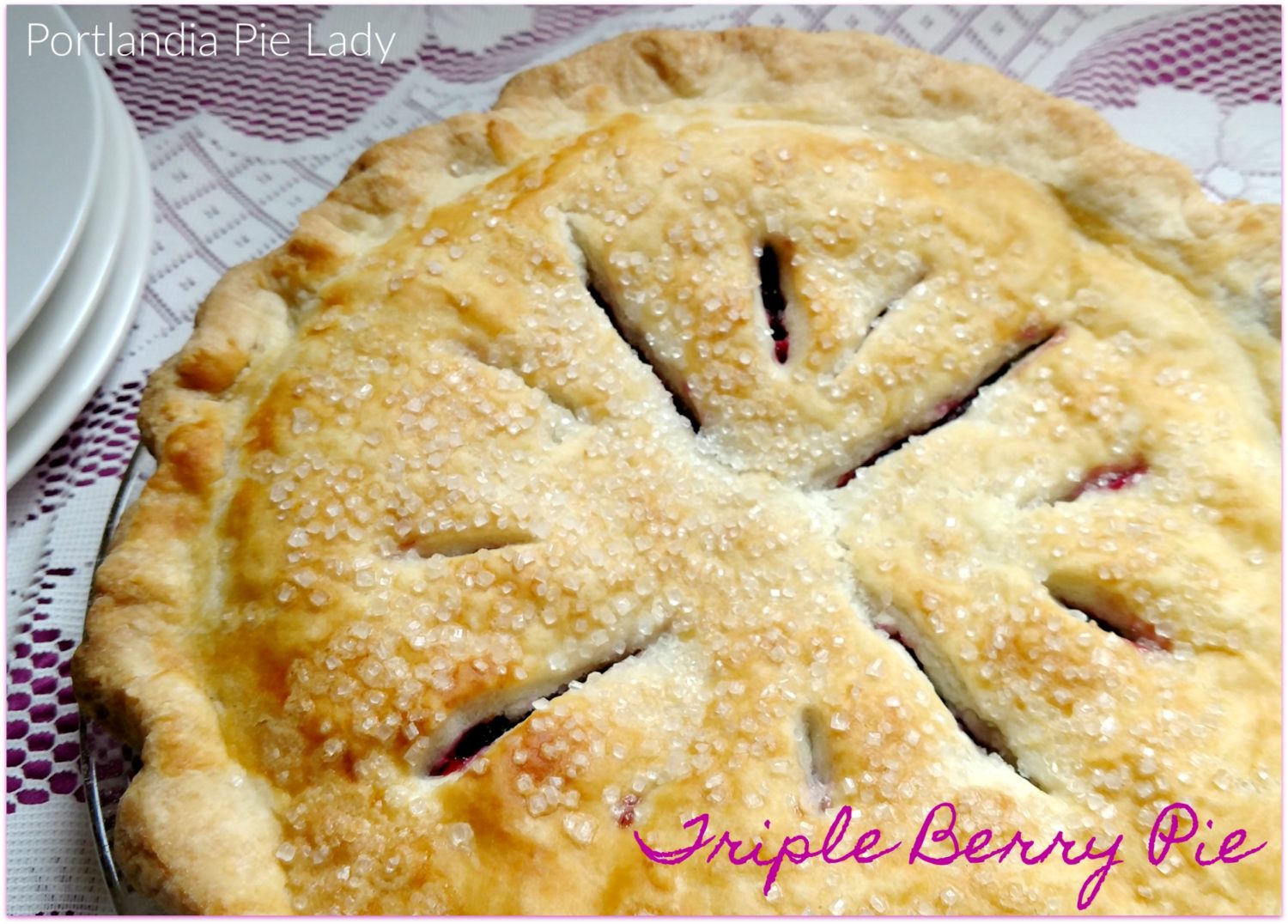 Triple Berry Pie captures that fresh-picked berry taste, perfectly baked filling in an ultra flaky crust; no watery runny berry pie ever again!