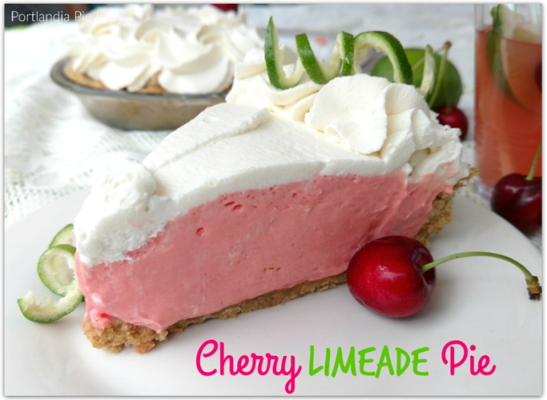 Fresh cherry juice paired with lime with whipped cream cheese and real whipping cream for the perfect tart vs. sweet Cherry Limeade Pie.