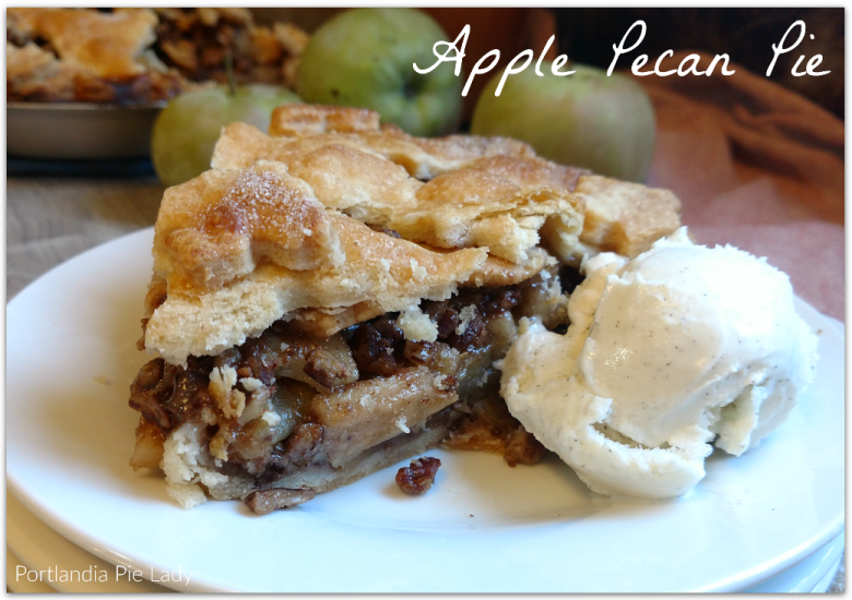 Apple Pecan Pie: Fresh apples and pecans baked together with just a little sweetness to enhance the tart apples with butter toasted pecans. Fall is tasty pretty dang good!