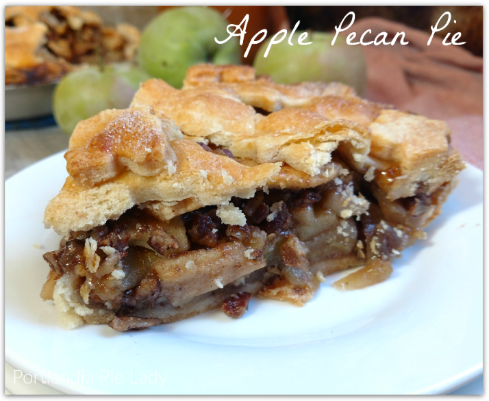 Apple Pecan Pie: Fresh apples and pecans baked together with just a little sweetness to enhance the tart apples with butter toasted pecans. Fall is tasty pretty dang good!