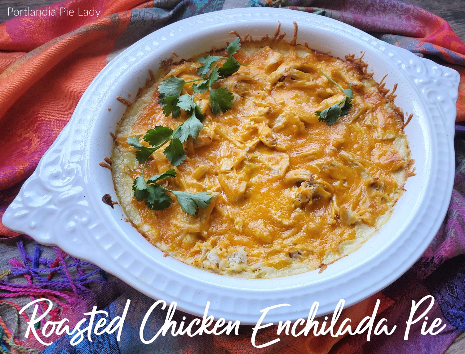 Roasted chicken & green chilies, smothered in loads of melted cheese, layered with corn tortillas and a creamy enchilada sauce; comfort food Mexican style.
