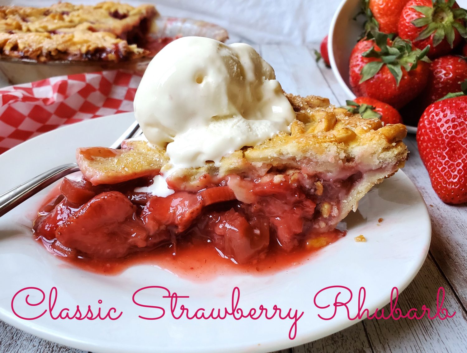 Fresh picked strawberries and garden ripe rhubarb with a pinch of anise & cinnamon and baked in a buttery flaky crust, grandma's classic.