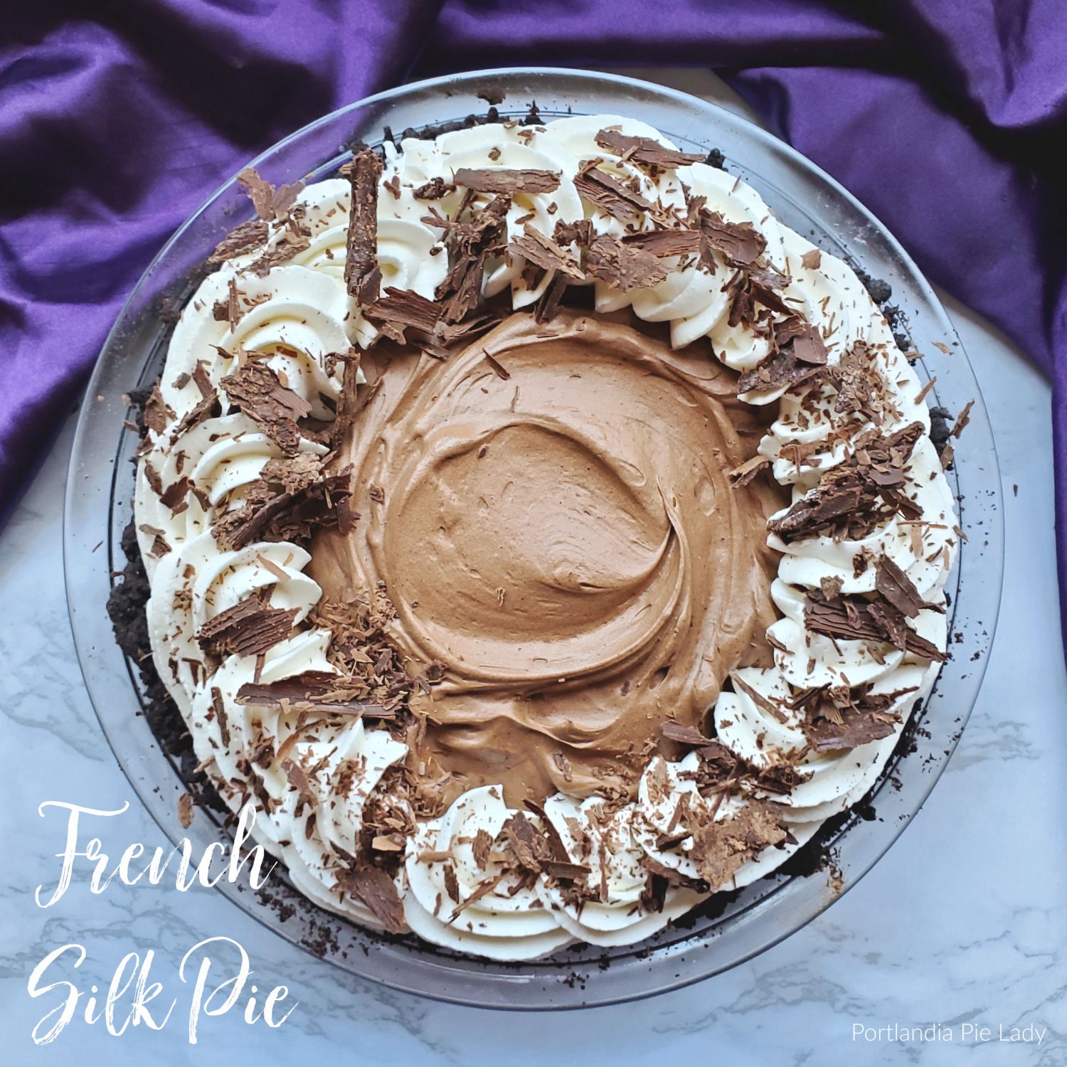 French Silk Pie is a super dreamy creamy mousse-type chocolate pie; every bite is light and velvety smooth, and garnished with homemade chocolate curls.  