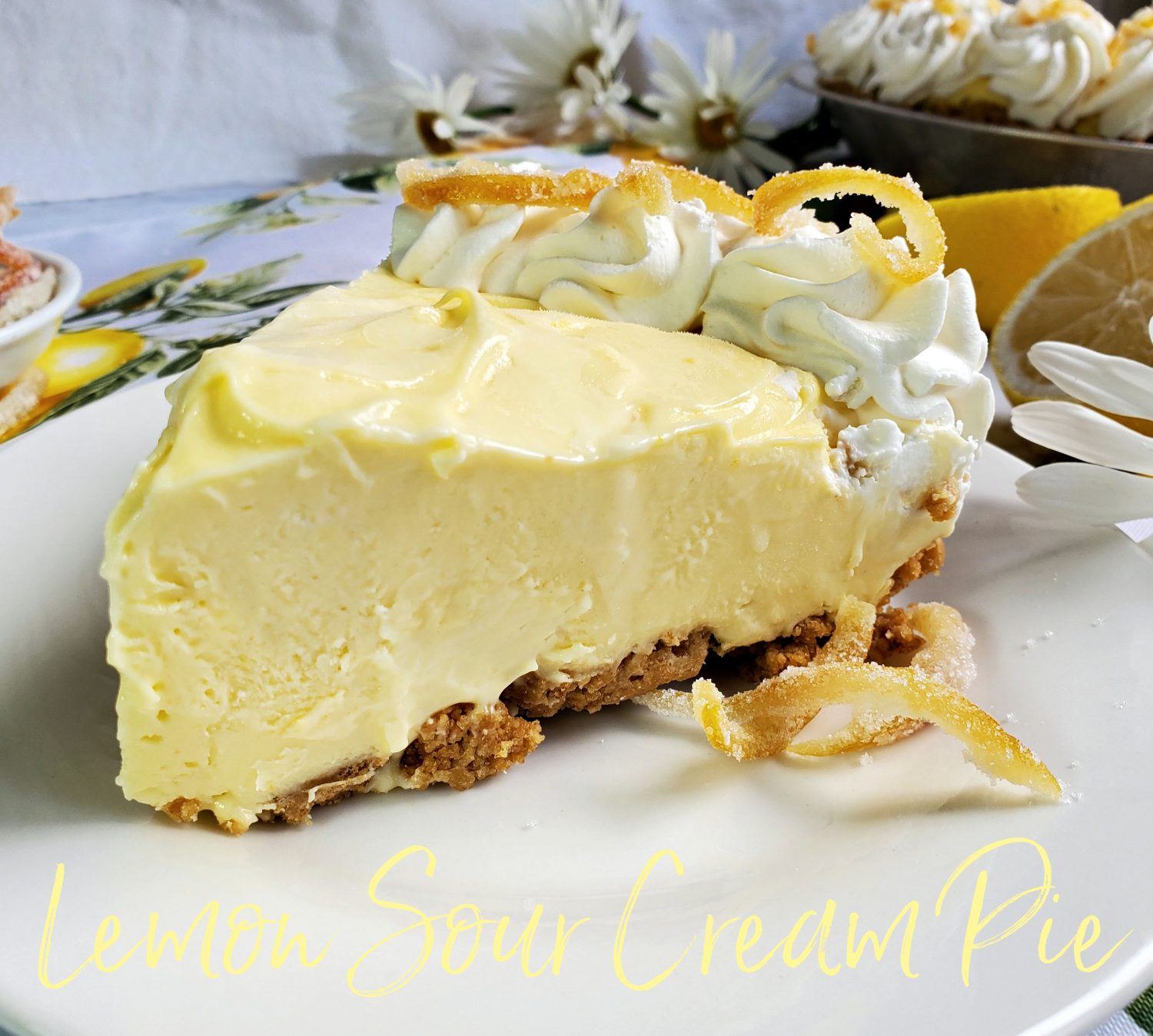 Lemon Sour Cream Pie: A happy accident created this new & improved creamy lemon pie with the perfect amount of sweet & tangy lemon-zested beauty. 