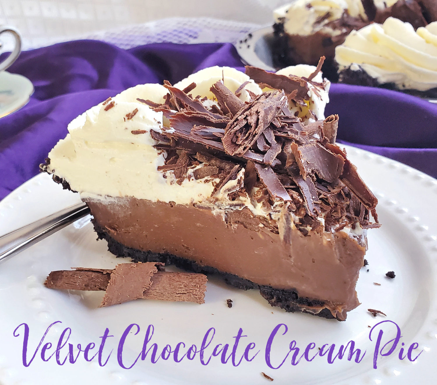 Velvet Chocolate Cream: Two varieties of decadent chocolate combined with cream transformed into a rich & creamy chocolate sinfully delicious cream pie. 