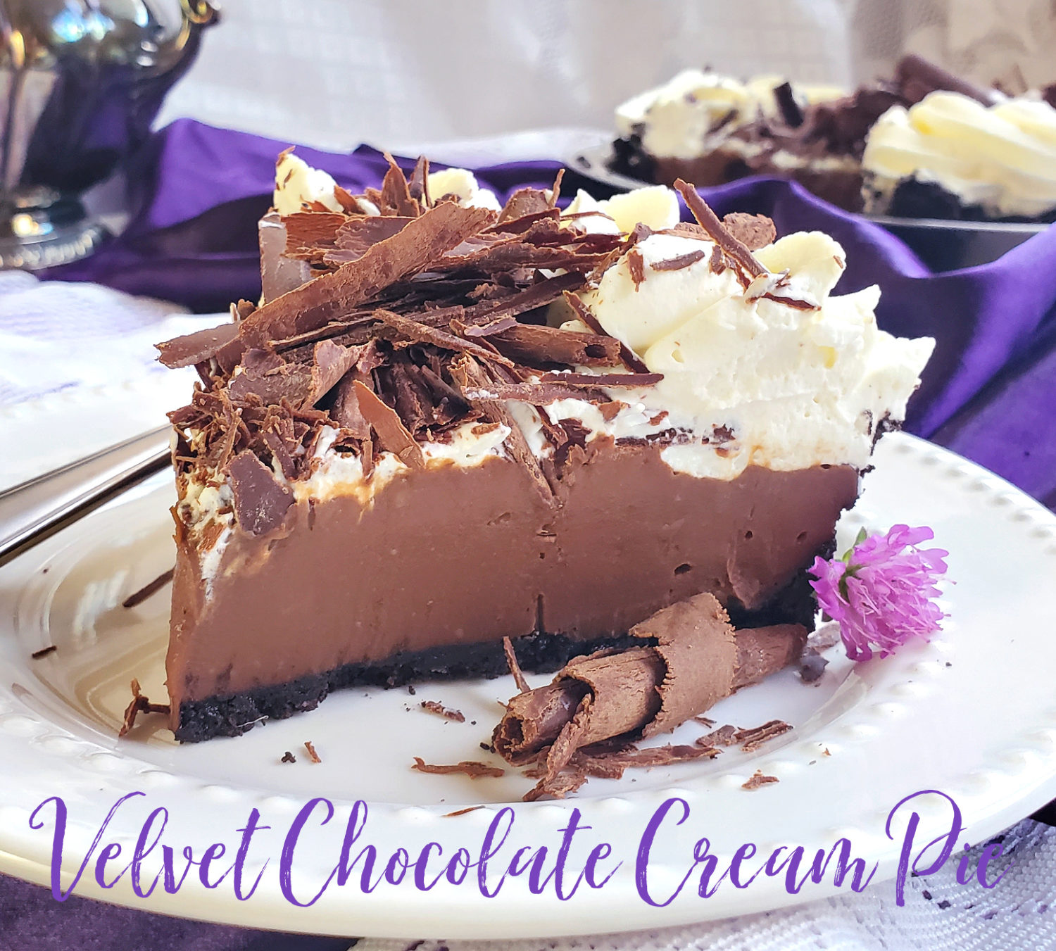 Velvet Chocolate Cream: Two varieties of decadent chocolate combined with cream transformed into a rich & creamy chocolate sinfully delicious cream pie. 