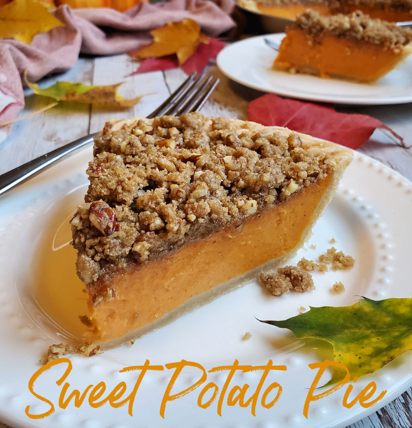 Autumn sweet potatoes with sugar, spices, baked to perfection with a golden brown sugar praline topping baked in Grandma's ultra flaky crust!
