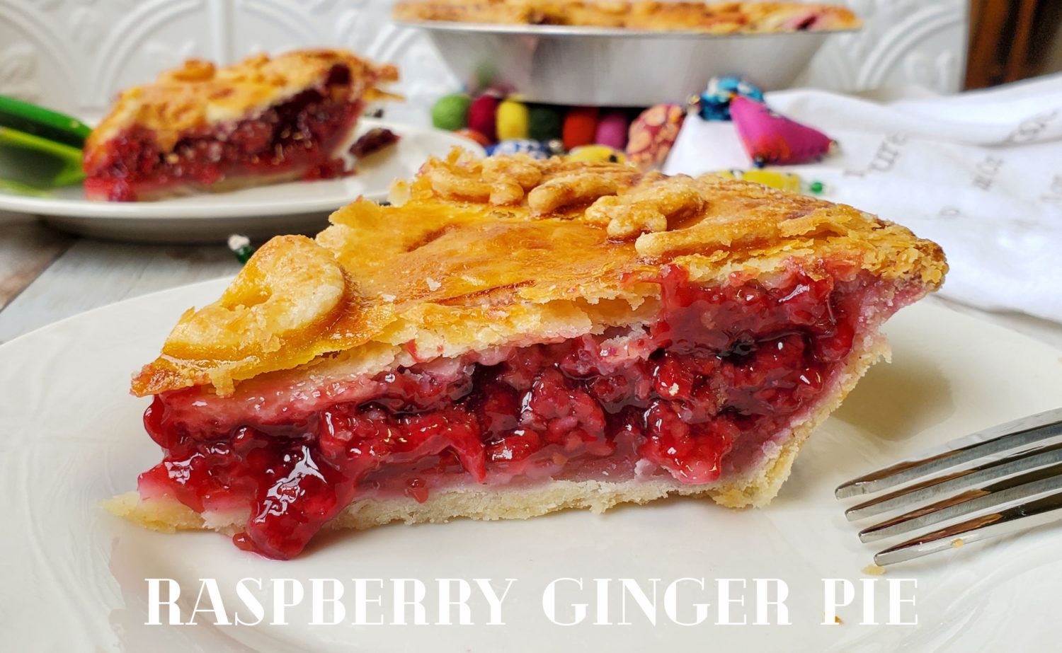 Raspberry Ginger Pie for Pi 3.14 Day (or any day): Fresh red raspberries and fresh ginger; a berry-licious pie baked in a super flaky crust!