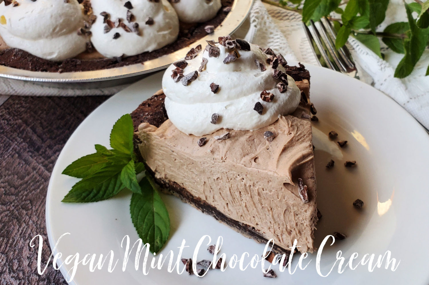 Vegan Mint Chocolate Cream Pie is a heavenly silky lightly sweetened creamy mint filling that tastes like anything but vegan.