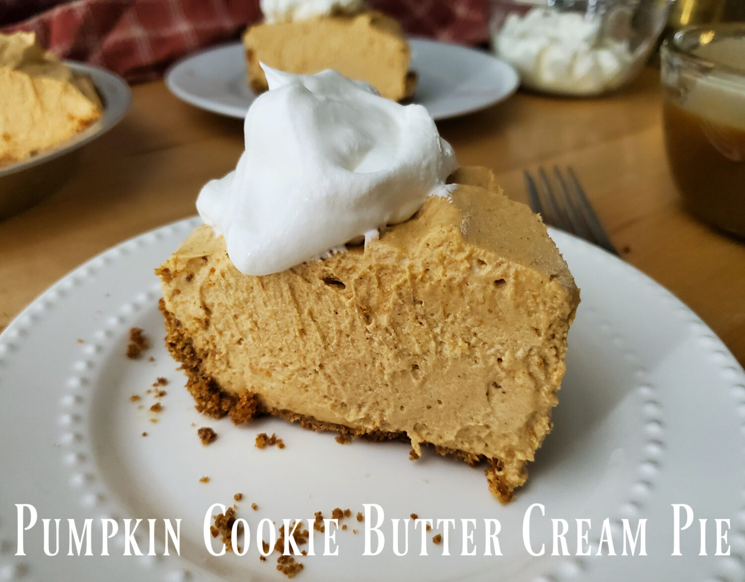 Creamy spiced pumpkin-cookie butter fluffy filling with a gingersnap cookie crust. Serve with extra whipped cream and salted caramel sauce!