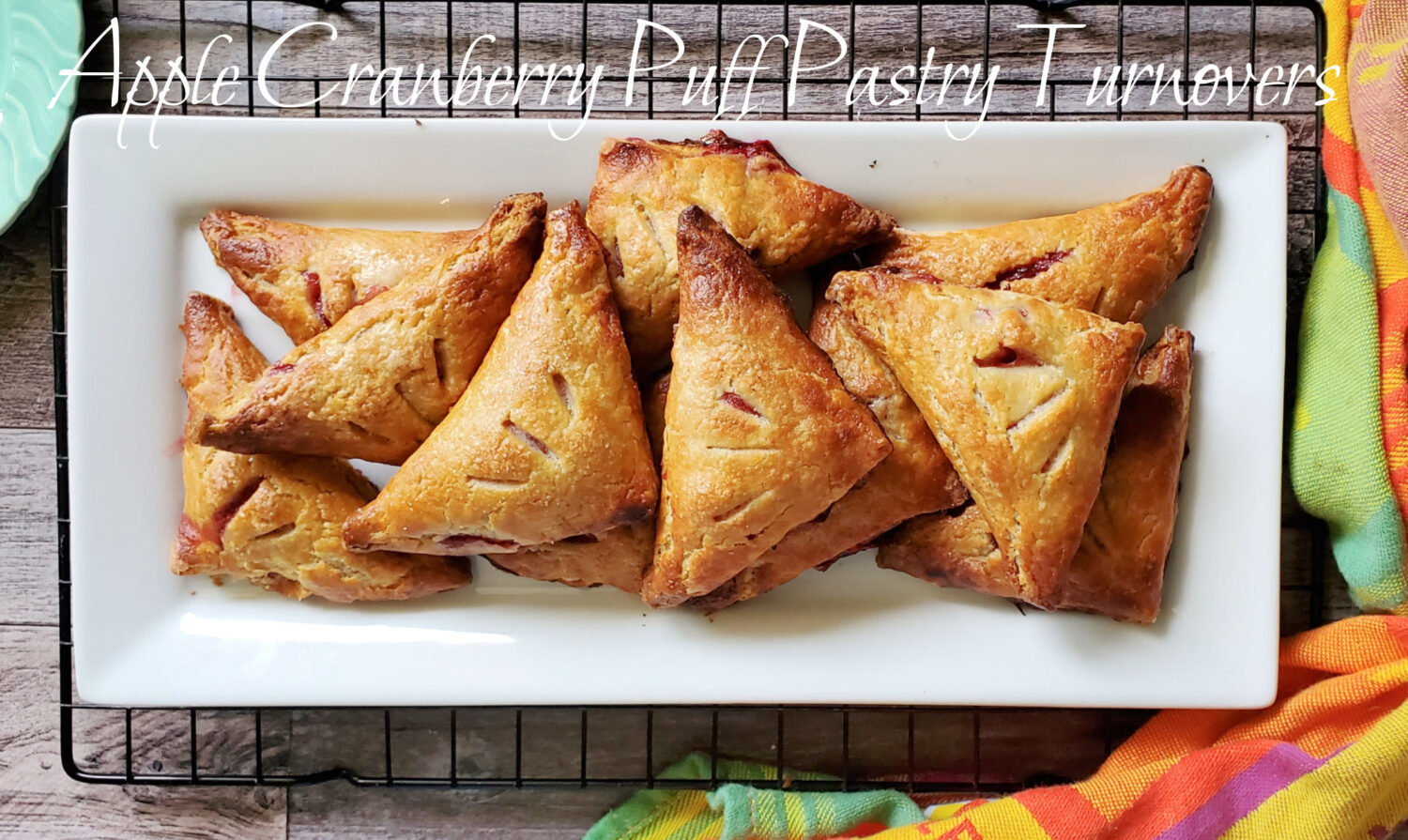 Apple Cranberry Puff Pastry Turnovers, baked in flakey homemade puff pastry; fresh or frozen cranberries, chopped apples, & a pinch of spice. 