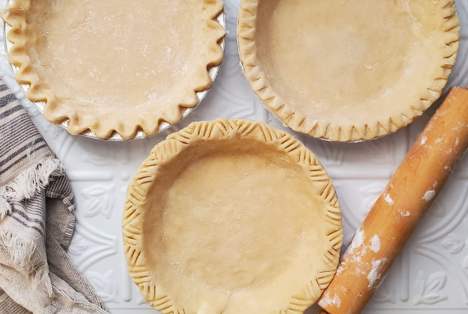 English Wig Pie Pastry is a butter crust, with egg & vinegar, which bakes into a golden flakey tender crust. Perfect for savory or sweet pie.