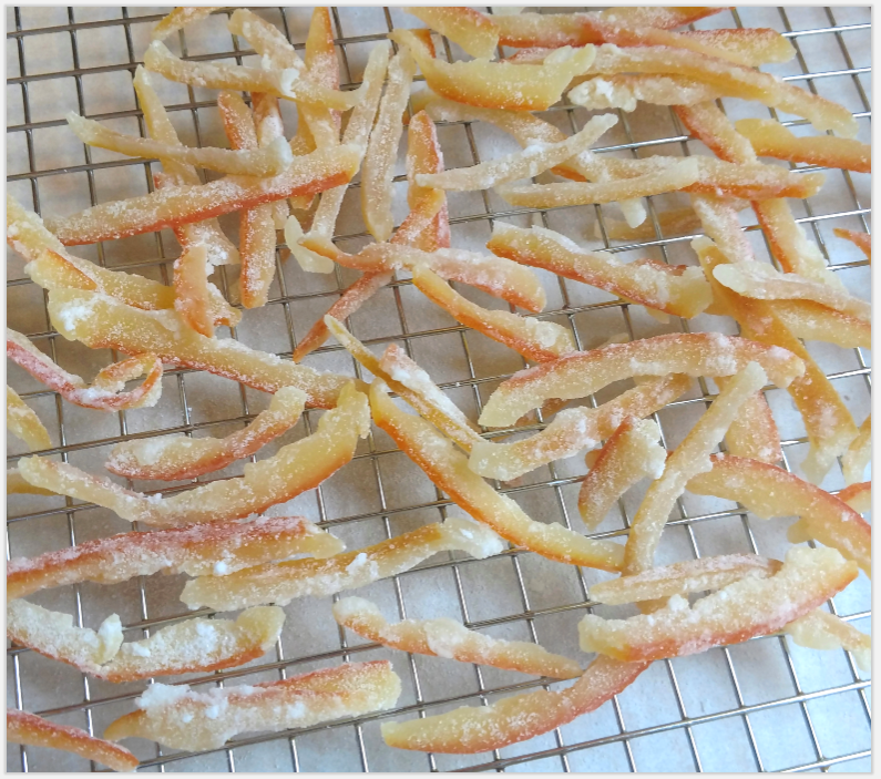 Candied Citrus Peels add a splash of sweet sunshiney fruity flavor to any pie, muffins, cakes, or any dessert or dish you can imagine! 
