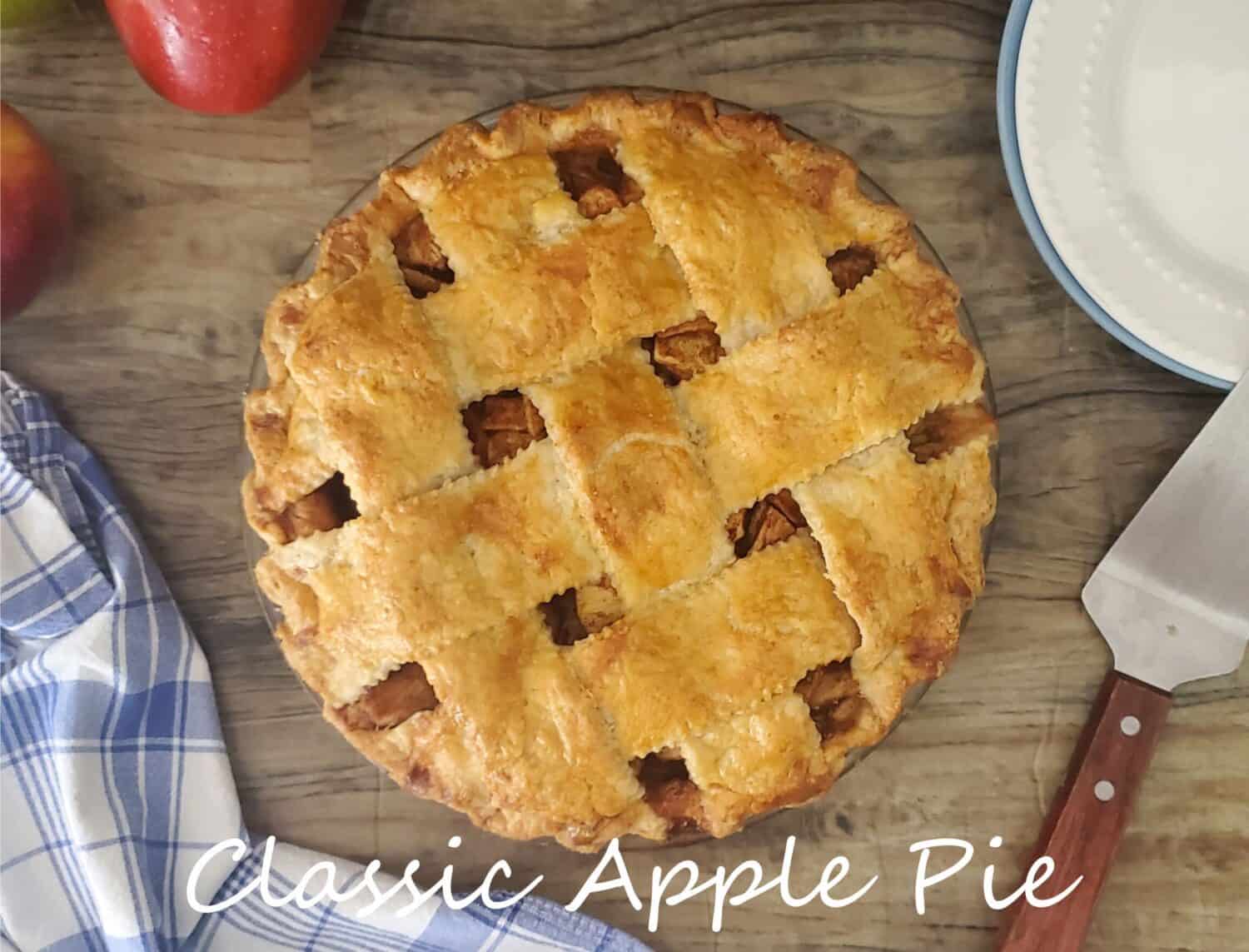Classic Apple Pie: A variety of tart apples baked with the perfect ratio of sugar & spices in Grandma's flaky buttery crust.