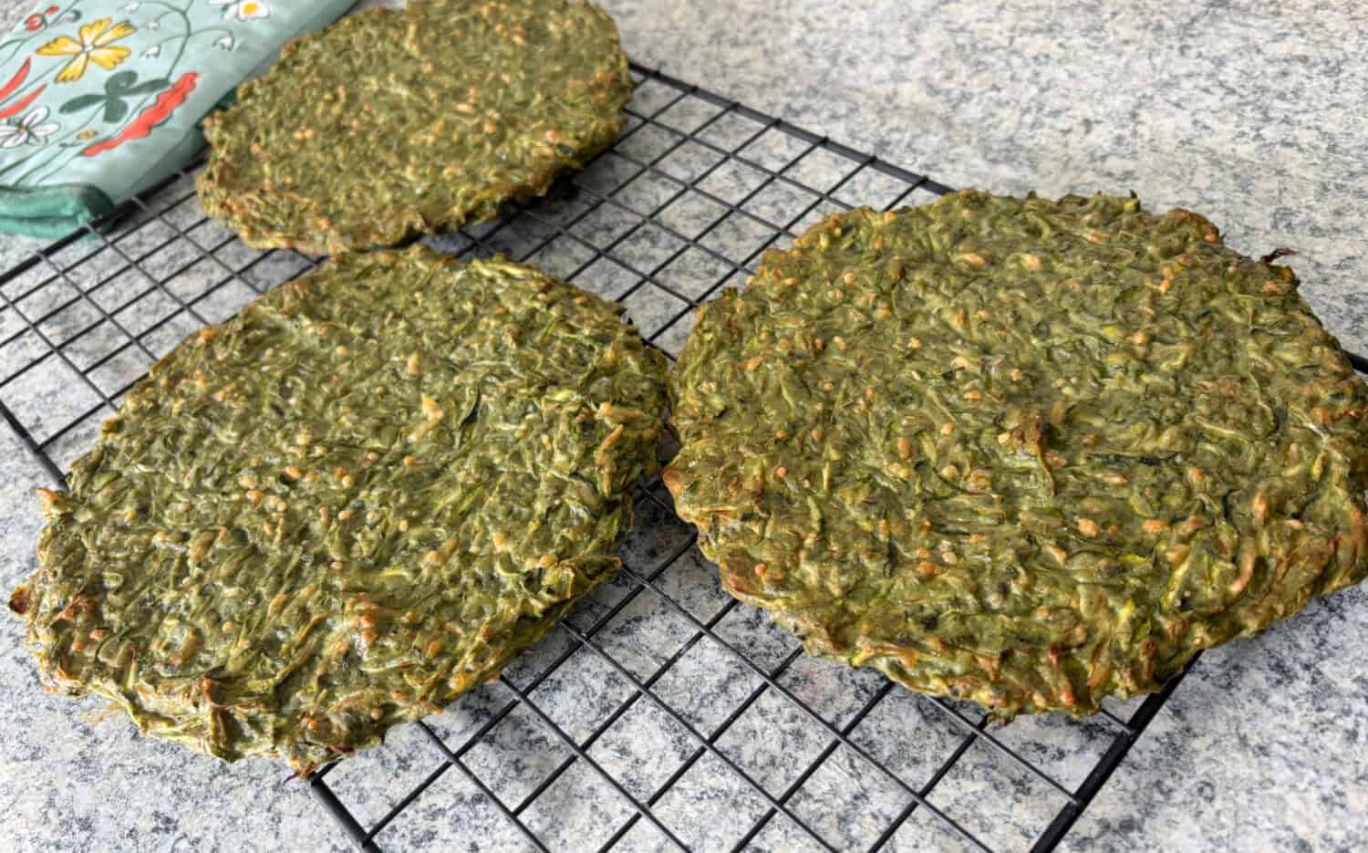 Spinach Zucchini Crusts add protein and veggie power and low carbs perfect for any savory pizza, tart, lasagna, or baked dish.